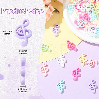 7 Bags 70Pcs 7 Colors Musical Note Opaque Resin Cabochons RESI-CJ0005-44-1