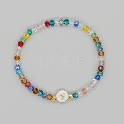 Handmade Bohemian Colorful Faceted Rondelle Glass Beaded Stretch Bracelets UI5654-25-1