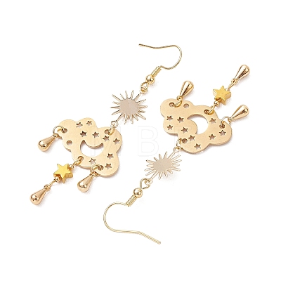 Brass & 304 Stainless Steel Dangle Earrings EJEW-TA00436-01-1