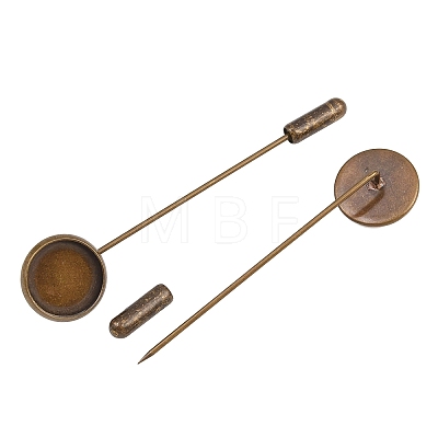Brass Stick Lapel Pins Flat Round Base Settings LS-KK-A301-02AB-1