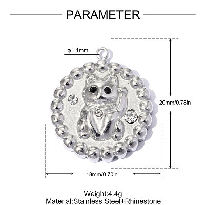 304 Stainless Steel with Jet Rhinestone Pendants RB-OY001-04P-01-1