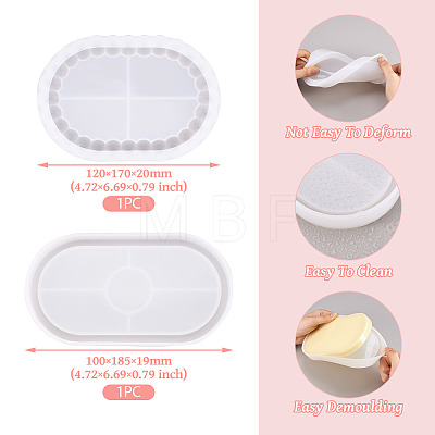 2Pcs 2 Styles DIY Tray Silicone Molds DIY-TA0010-45-1