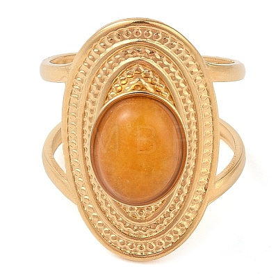 Oval Natural Agate Finger Rings RJEW-Z057-14G-05-1