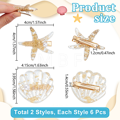12Pcs 2 Styles Resin Alligator Hair Clips PHAR-UN0001-02-1