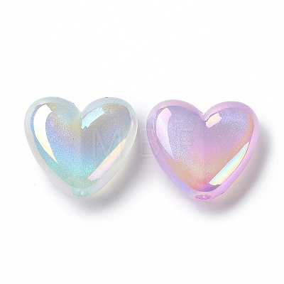 UV Plating Rainbow Iridescent Luminous Acrylic Beads OACR-E010-10-1