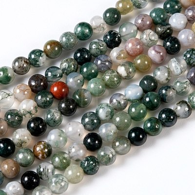 Round Natural Indian Agate Beads Strands X-G-S122-6mm-1