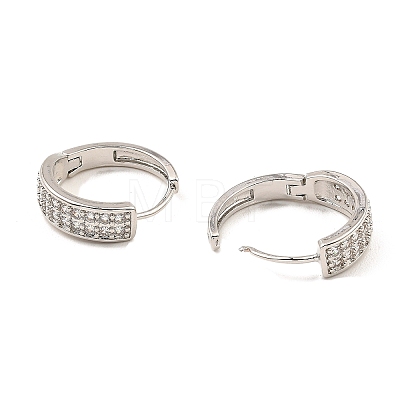 Brass Micro Pave Cubic Zirconia Hoop Earrings EJEW-D078-15P-1