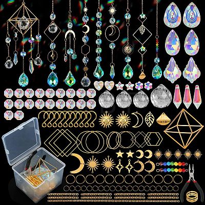 400Pcs DIY Glass Crystal Sun Catcher Hanging Decoration Sets PW-WG97738-01-1