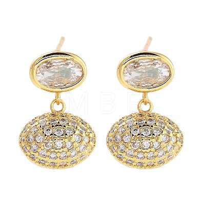 Rack Plating Oval Brass Stud Earrings EJEW-N055-46G-RS-1