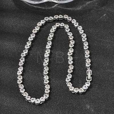Brass Micro Pave Cubic Zirconia Geometric Tennis Necklaces NJEW-C121-02A-P-1