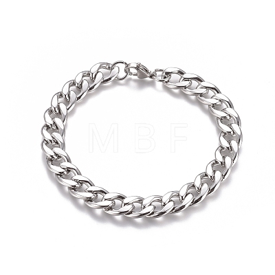 Unisex 304 Stainless Steel Curb Chain/Twisted Chain Bracelets STAS-D0002-38P-1