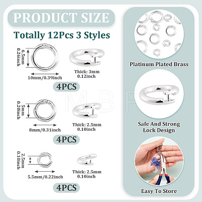 12Pcs 3 Styles Brass Open Jump Rings KK-TA0008-82P-1