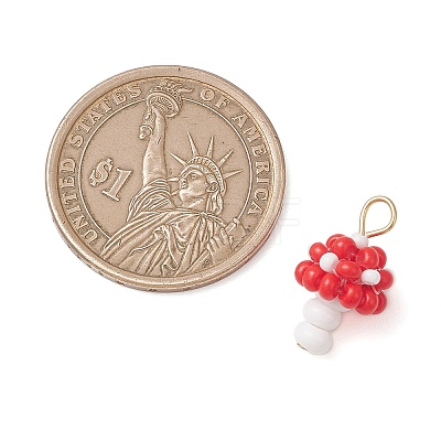 Beaded Mushroom Charms PALLOY-MZ01205-1