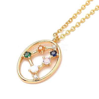 Colorful Cubic Zirconia Constellation Pendant Necklace NJEW-H166-01A-1