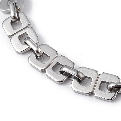 304 Stainless Steel Oval & Rectangle Link Chain Bracelet for Men Women BJEW-G669-24P-1
