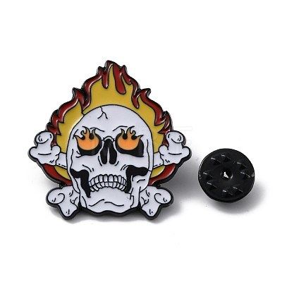 Halloween Alloy Enamel Smoky Skull Brooch Pins JEWB-R021-03C-1