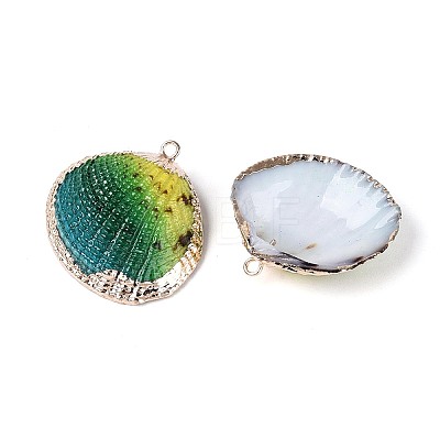 Spray Paint & Electroplate Natural Sea Shell Pendants SSHEL-N042-16B-1