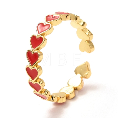 Heart Golden Cuff Rings for Valentine's Day KK-G404-12-1