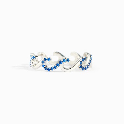 Wave Shaped 925 Sterling Silver Micro Pave Cubic Zirconia Finger Rings FS-WGA19D0-04-1