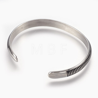 304 Stainless Steel Cuff Bangles BJEW-P192-07AS-1