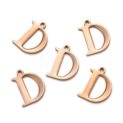 Ion Plating(IP) 304 Stainless Steel Alphabet Charms STAS-H122-D-RG-1