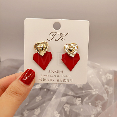 Fabric Heart Stud Earrings FS-WGE0AD6-24-1