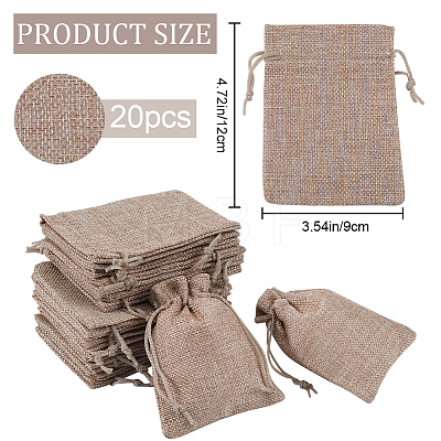 Beebeecraft Polyester Imitation Burlap Packing Pouches Drawstring Bags ABAG-BBC0001-02A-01-1