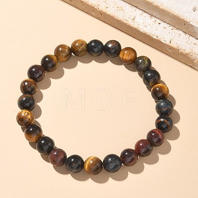 Natural Tiger Eye Bead Stretch Bracelets X-BJEW-K212-B-005-1