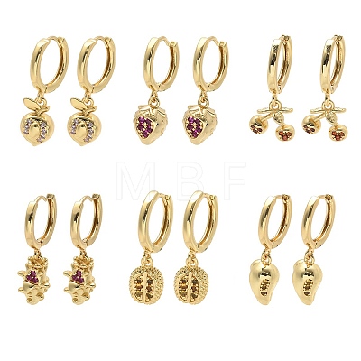 Brass Cubic Zirconia Hoop Earrings EJEW-Q015-01G-1