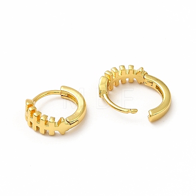 Rack Plating Brass Fishbone Hoop Earrings for Women EJEW-H093-09G-1