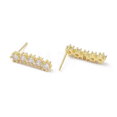 Rectangle Rack Plating Brass Cubic Zirconia Stud Earrings for Women EJEW-K245-15G-1