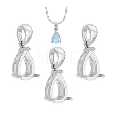 3Pcs Sterling Silver Pendant Cabochon Settings STER-PH0004-25-1