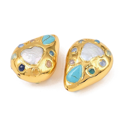 Dyed Synthetic Turquoise & Natural Quartz & Glass Beads KK-H516-17G-1