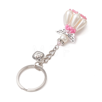 Acrylic Imitation Pearl Keychain KEYC-MZ00030-01-1