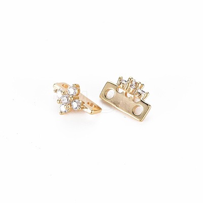 Brass Micro Pave Clear Cubic Zirconia Connector Charms KK-S356-714-1