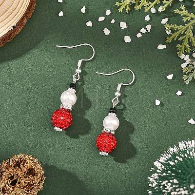 Christmas Handmade Polymer Clay Rhinestone Dangle Earrings EJEW-JE07518-01-1