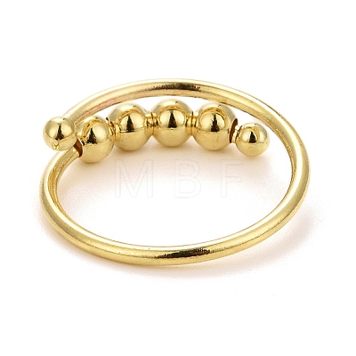 Brass Rotating Beaded Cuff Ring RJEW-F120-02G-1