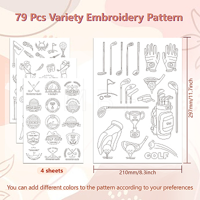 4 Sheets 11.6x8.2 Inch Stick and Stitch Embroidery Patterns DIY-WH0455-154-1