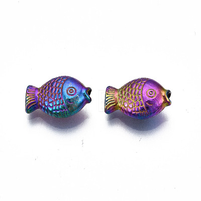 Rack Plating Rainbow Color Alloy Beads PALLOY-S180-331-1