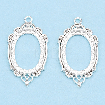 Zinc Alloy Link Cabochon Settings PALLOY-WH0001-35S-1