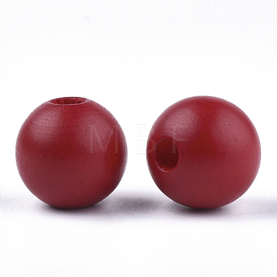 Painted Natural Wood European Beads WOOD-S049-06F-1