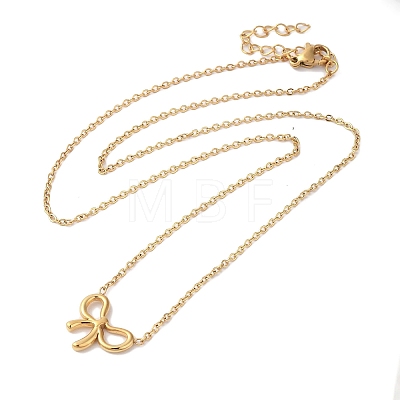 Ion Plating(IP) 304 Stainless Steel Cable Chain Bowknot Pendant Necklaces NJEW-Z041-03G-04-1