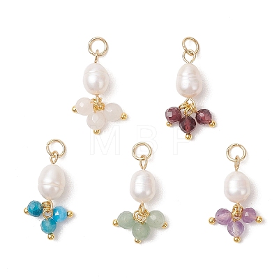 Natural Gemstone & Cultured Freshwater Pearl Pendants PALLOY-JF05142-01-1
