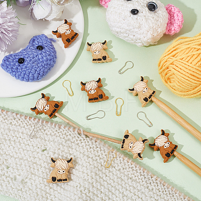  DIY Cattle Silicone Beads Knitting Needle Protectors/Knitting Needle Stoppers with Stitch Markerss IFIN-NB0001-55-1