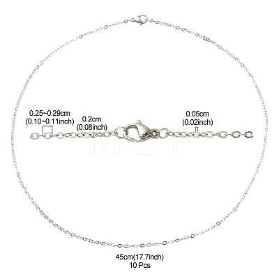 10Pcs 304 Stainless Steel Cable Chain Necklaces Set for Men Women STAS-YW0002-01P-1