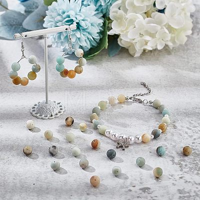  Natural Flower Amazonite Beads Strands G-NB0003-82-1