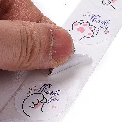 Flat Round Paper Thank You Stickers DIY-C042-11-1