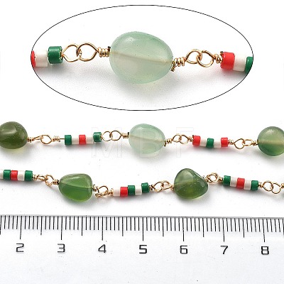 Natural Agate & Glass Link Chains CHC-K014-11G-04-1