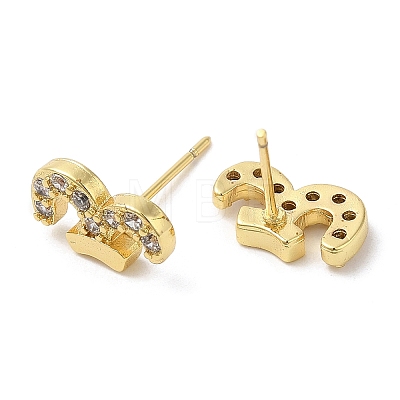 Rack Plating Brass Aries Stud Earrings with Cubic Zirconia EJEW-D061-40G-1