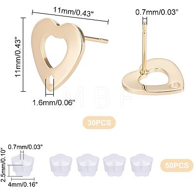 Unicraftale 30Pcs 201 Stainless Steel Stud Earring Findings STAS-UN0038-72-1